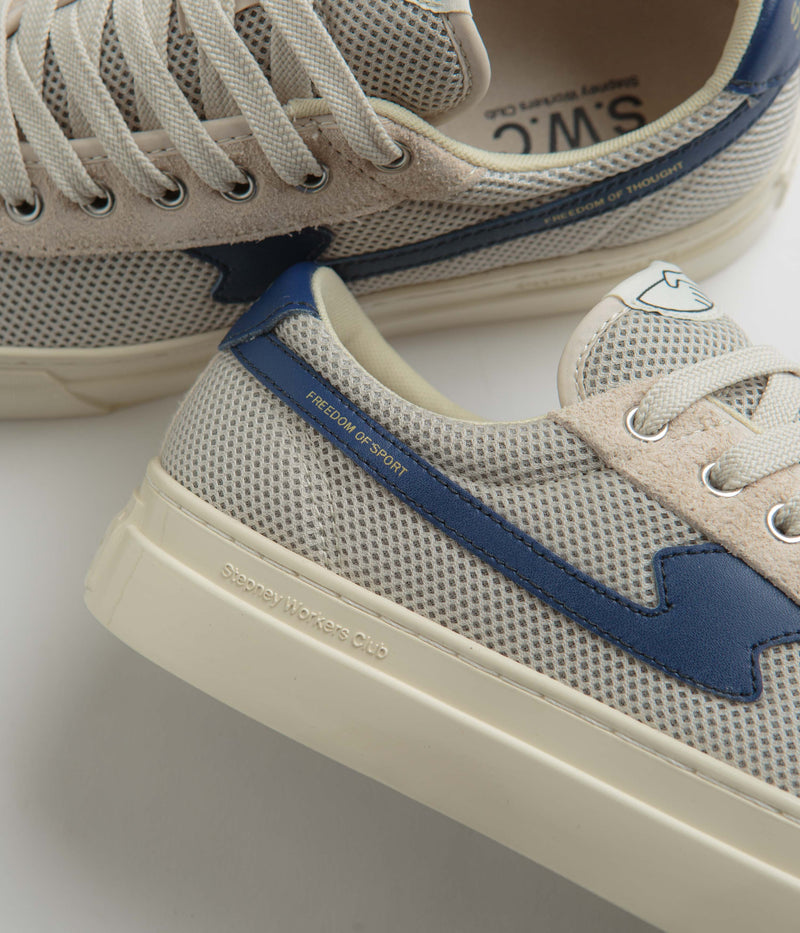 Stepney Workers Club Dellow S-Strike Cup Tennis Mesh Shoes in Ecru and Blue