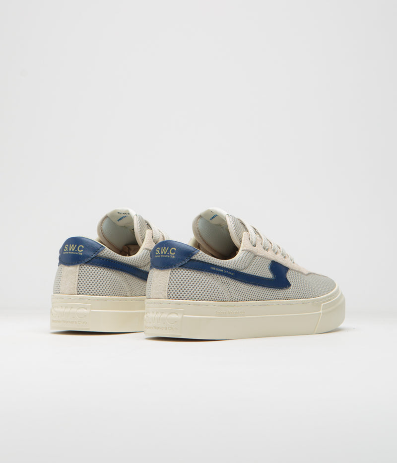 Stepney Workers Club Dellow S-Strike Cup Tennis Mesh Shoes in Ecru and Blue