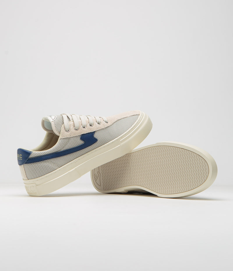 Stepney Workers Club Dellow S-Strike Cup Tennis Mesh Shoes in Ecru and Blue