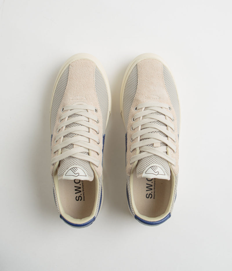 Stepney Workers Club Dellow S-Strike Cup Tennis Mesh Shoes in Ecru and Blue