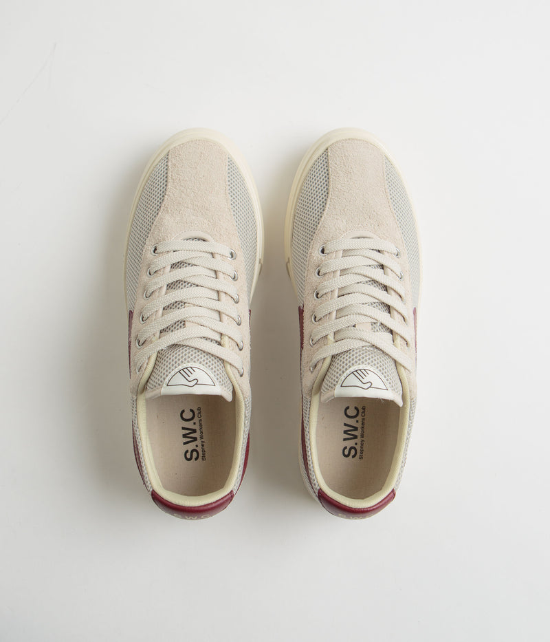 Stepney Workers Club Dellow S-Strike Cup Tennis Mesh Shoes in Ecru and Red