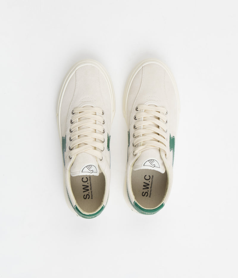 Stepney Workers Club Dellow S-Strike Suede Shoes in Ecru and Green