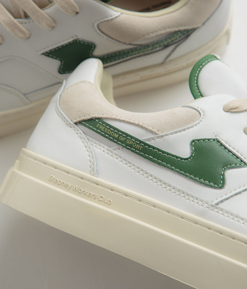 Stepney Workers Club Pearl S-Strike Leather Shoes in White and Green