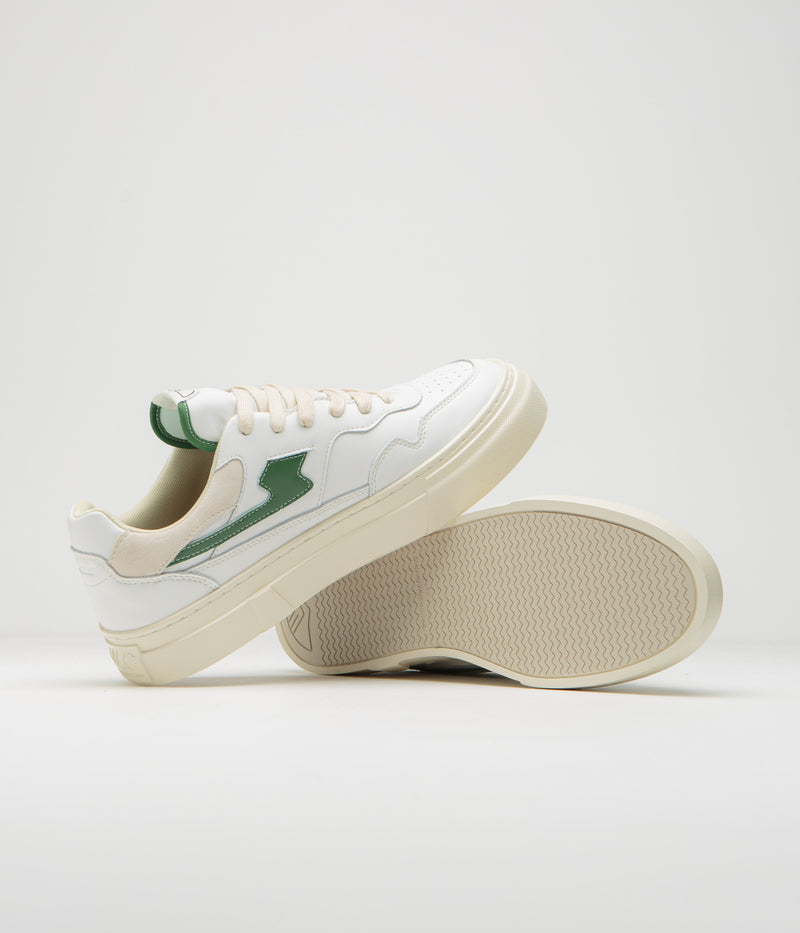 Stepney Workers Club Pearl S-Strike Leather Shoes in White and Green