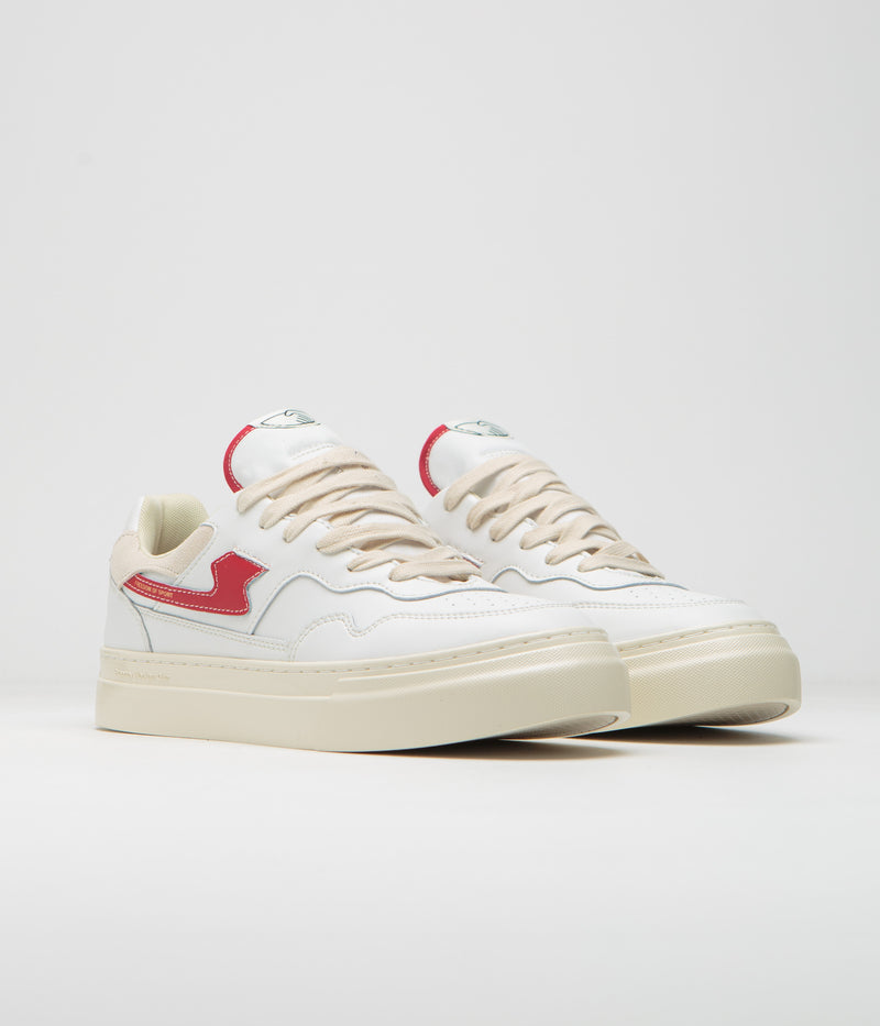 Stepney Workers Club Pearl S-Strike Leather Shoes in White and Red