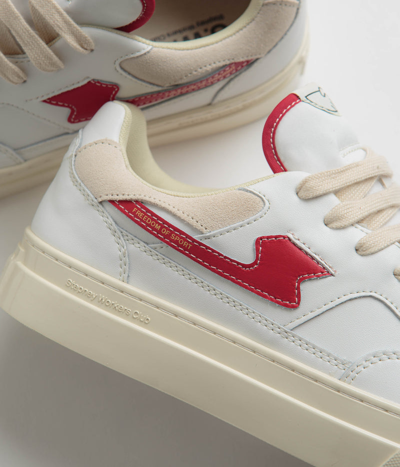 Stepney Workers Club Pearl S-Strike Leather Shoes in White and Red
