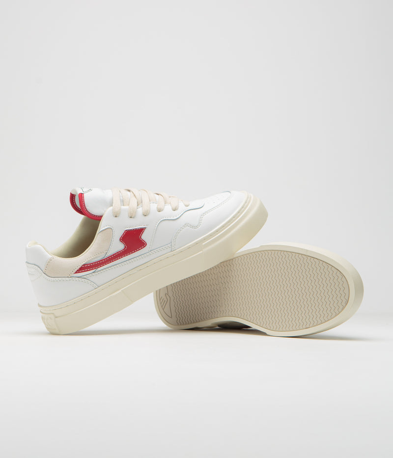 Stepney Workers Club Pearl S-Strike Leather Shoes in White and Red