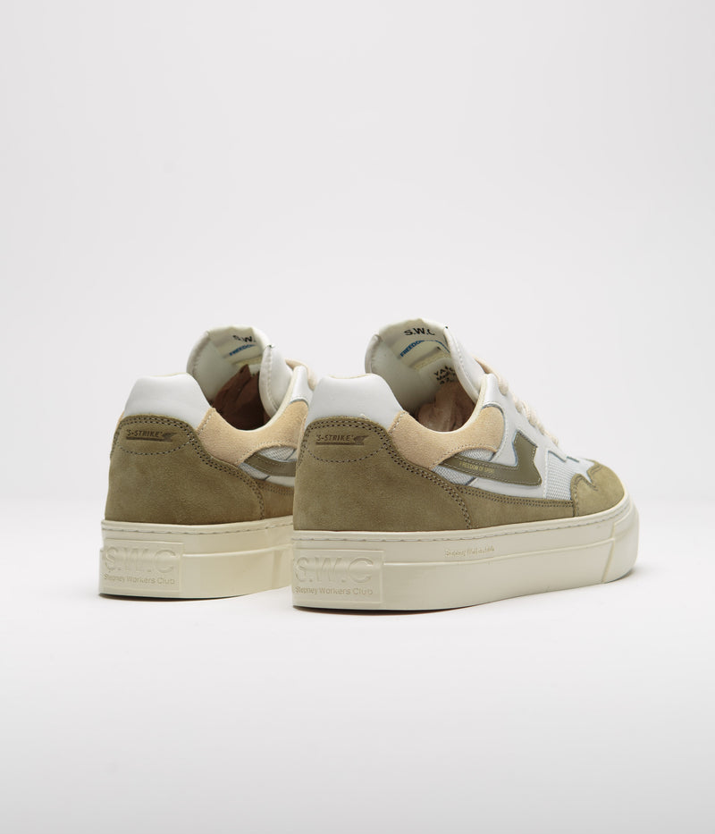 Stepney Workers Club Pearl S-Strike Suede Shoes in White and Moss