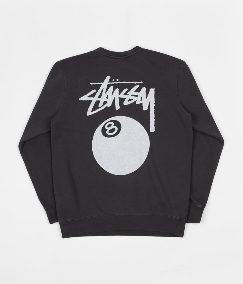 Stussy 8 Ball Pigment Dyed Crewneck Sweatshirt in Black