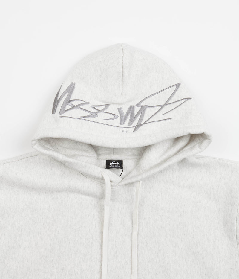 Stussy Back Hood Applique Hoodie in Ash Heather