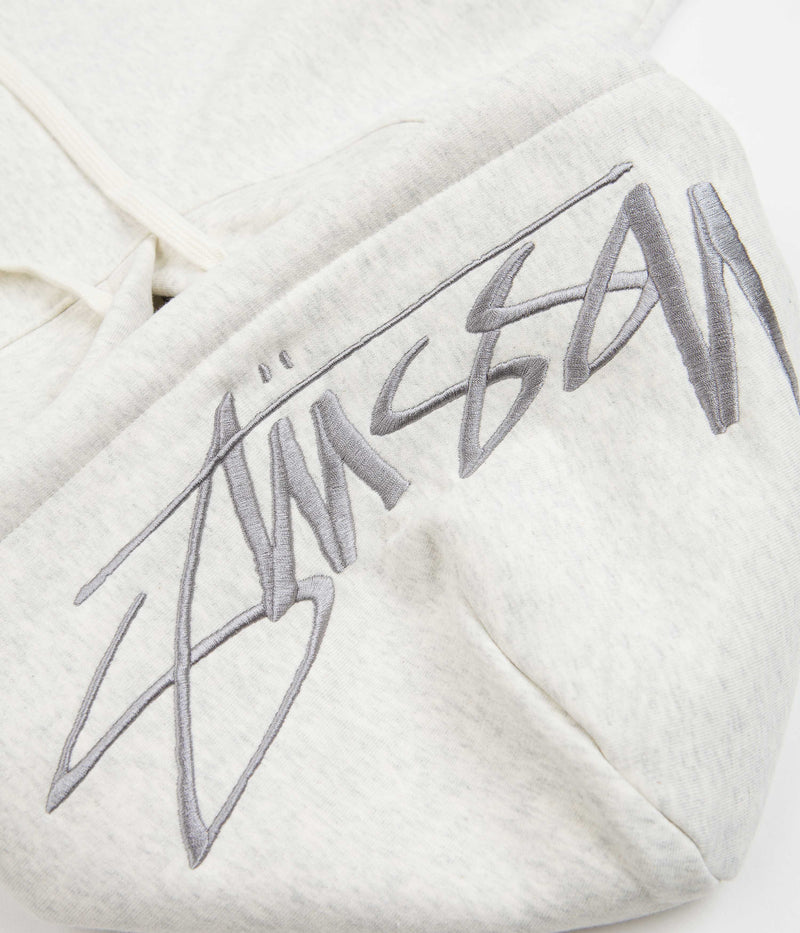 Stussy Back Hood Applique Hoodie in Ash Heather