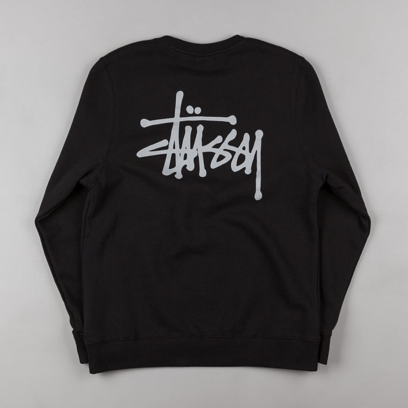 Stussy Basic Crewneck Sweatshirt in Black and Grey