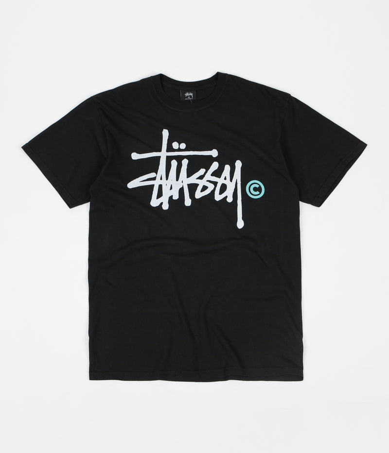 Stussy Basic Logo Pigment Dyed T-Shirt in Black