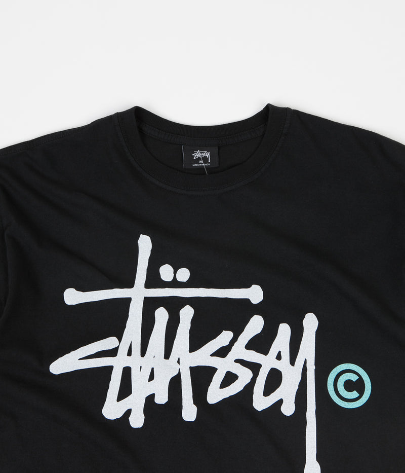Stussy Basic Logo Pigment Dyed T-Shirt in Black