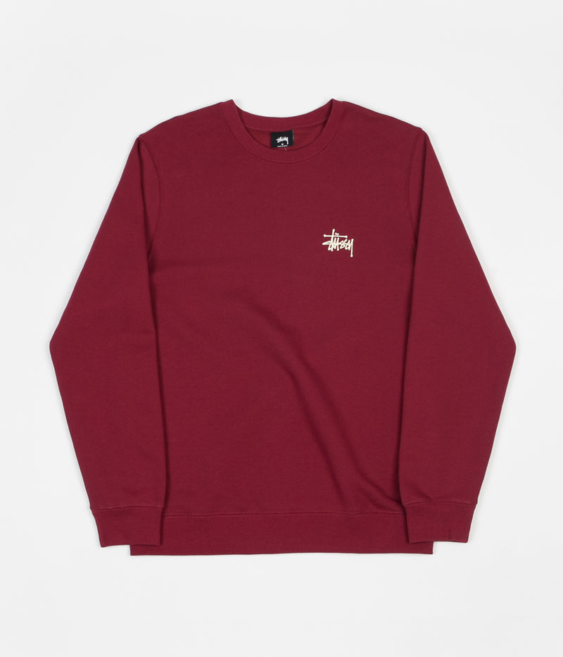 Stussy Basic Stussy Crewneck Sweatshirt in Wine