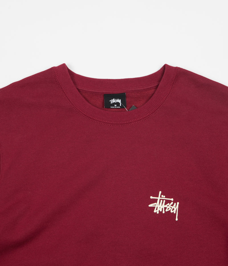 Stussy Basic Stussy Crewneck Sweatshirt in Wine