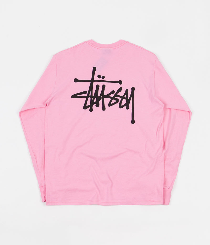 Stussy Basic Stussy Long Sleeve T-Shirt in Pink