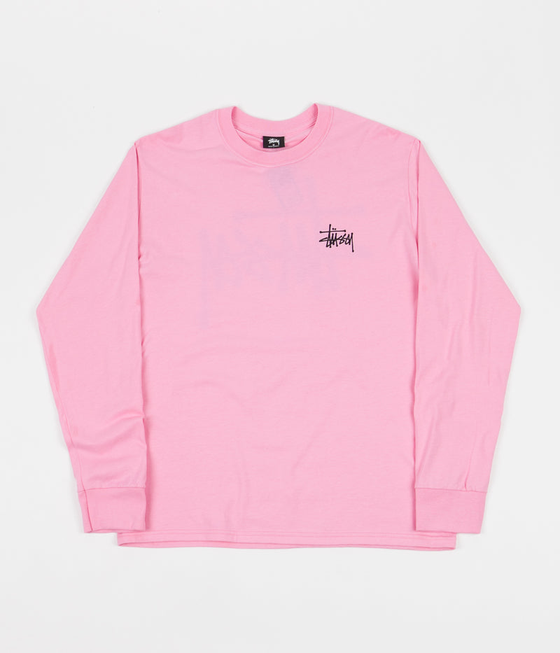 Stussy Basic Stussy Long Sleeve T-Shirt in Pink