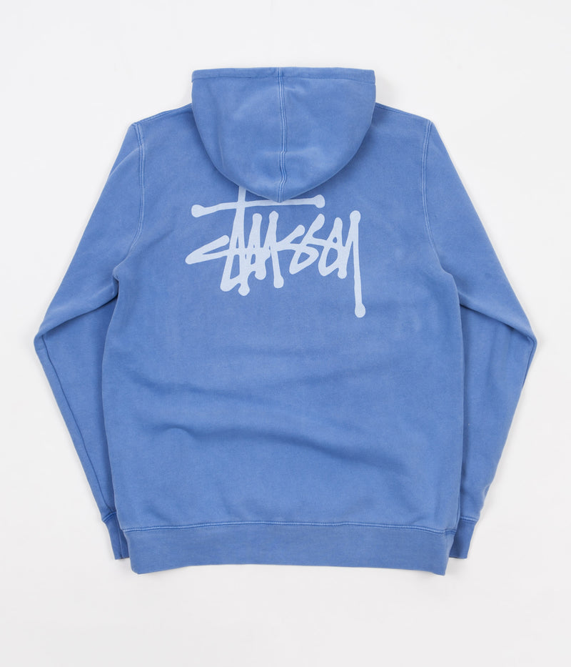 Stussy Basic Stussy Pigment Dyed Hoodie in Blue