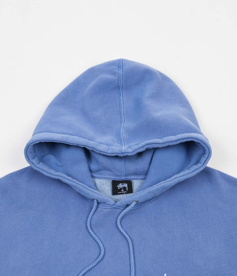 Stussy Basic Stussy Pigment Dyed Hoodie in Blue