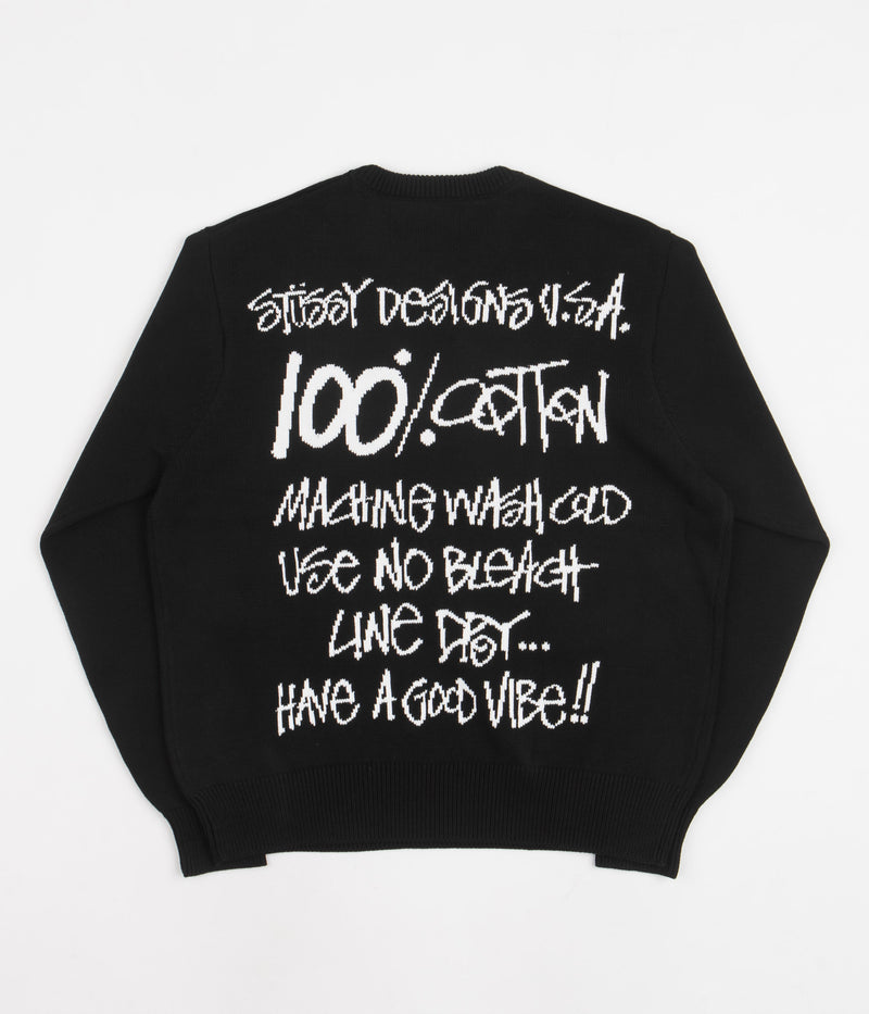 Stussy Care Label Crewneck Sweatshirt in Black