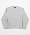 Stussy Contrast Stitch Label Crewneck Sweatshirt in Grey Heather