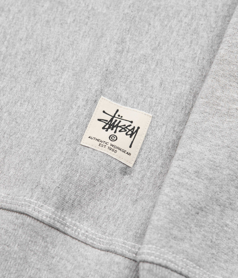 Stussy Contrast Stitch Label Crewneck Sweatshirt in Grey Heather