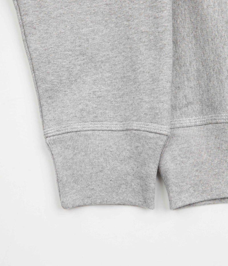 Stussy Contrast Stitch Label Crewneck Sweatshirt in Grey Heather
