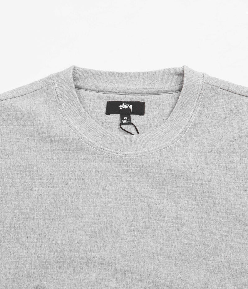Stussy Contrast Stitch Label Crewneck Sweatshirt in Grey Heather