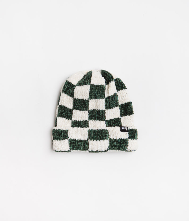 Stussy Crochet Checkered Beanie in Green