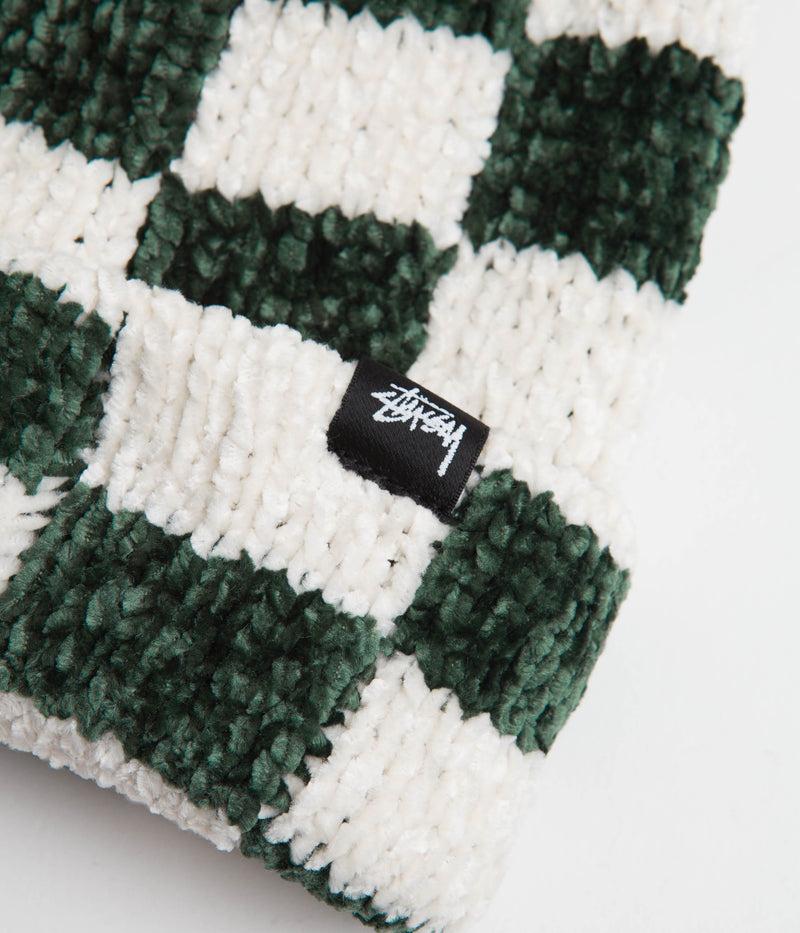 Stussy Crochet Checkered Beanie in Green