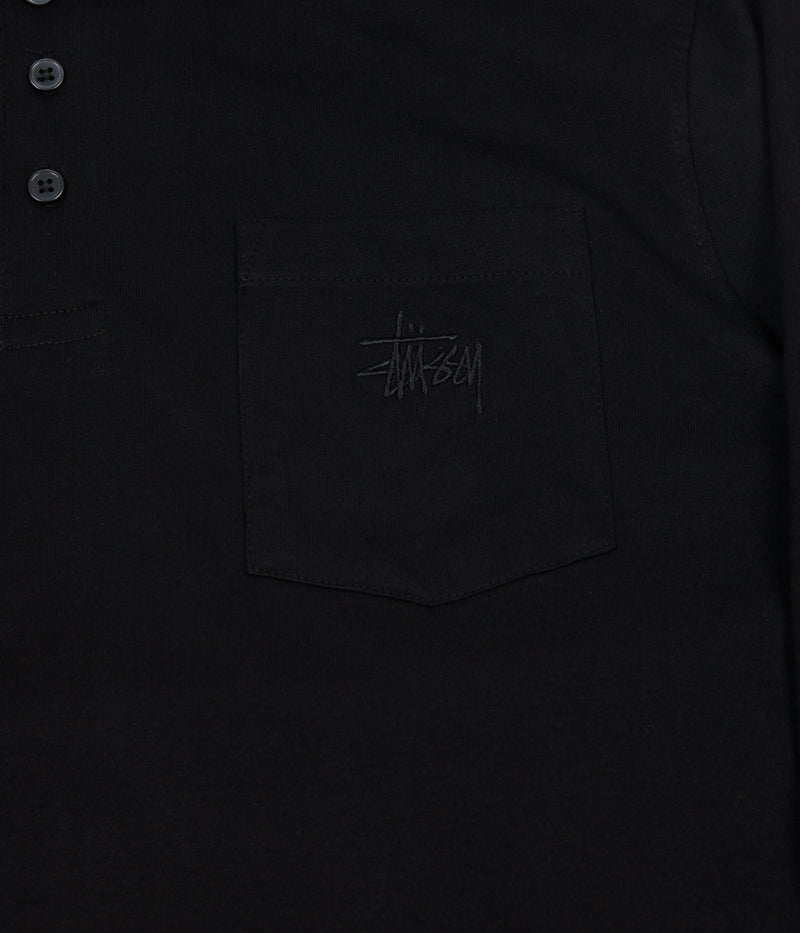 Stussy Dillon Long Sleeve Polo Shirt in Black