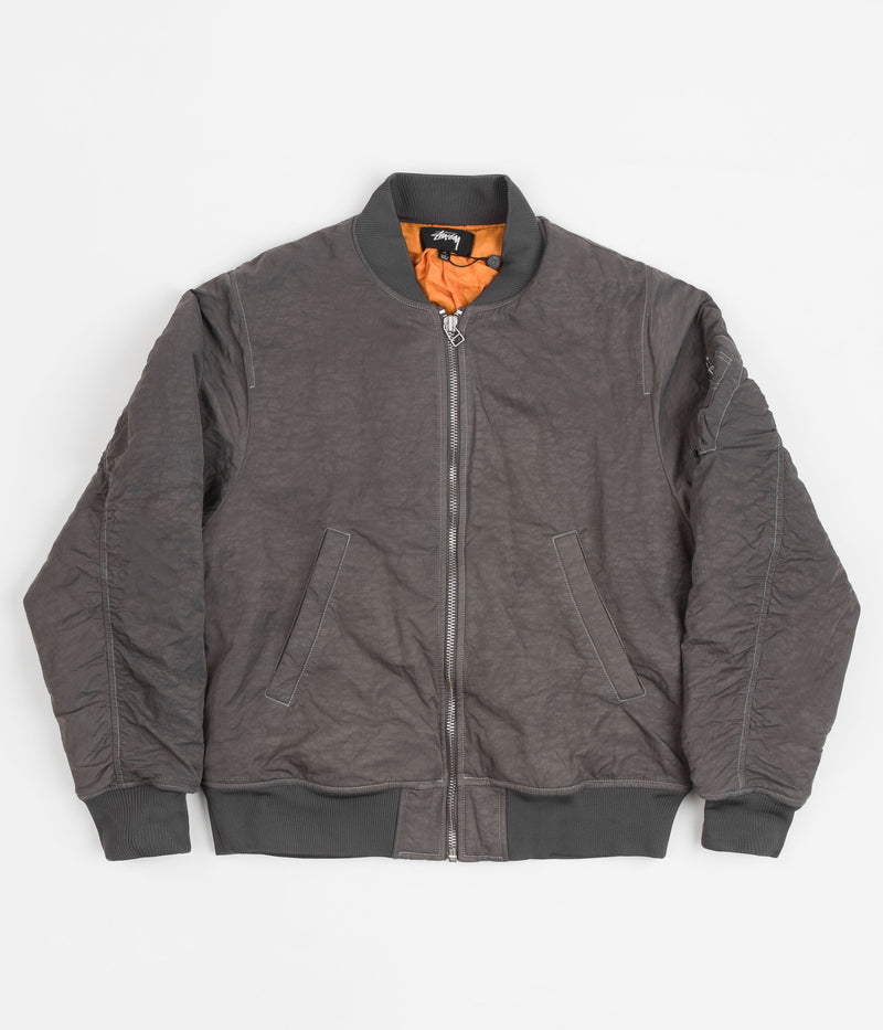 Stussy Dyed Nylon Bomber Jacket in Charcoal