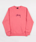 Stussy New Stock Applique Crewneck Sweatshirt in Dark Pink