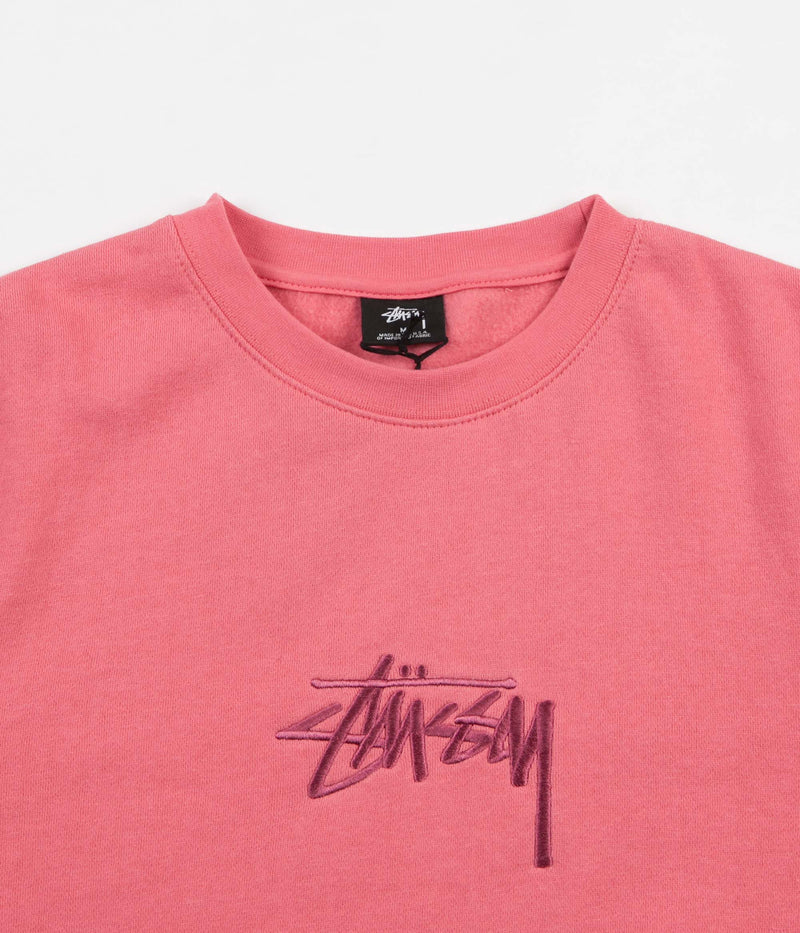 Stussy New Stock Applique Crewneck Sweatshirt in Dark Pink