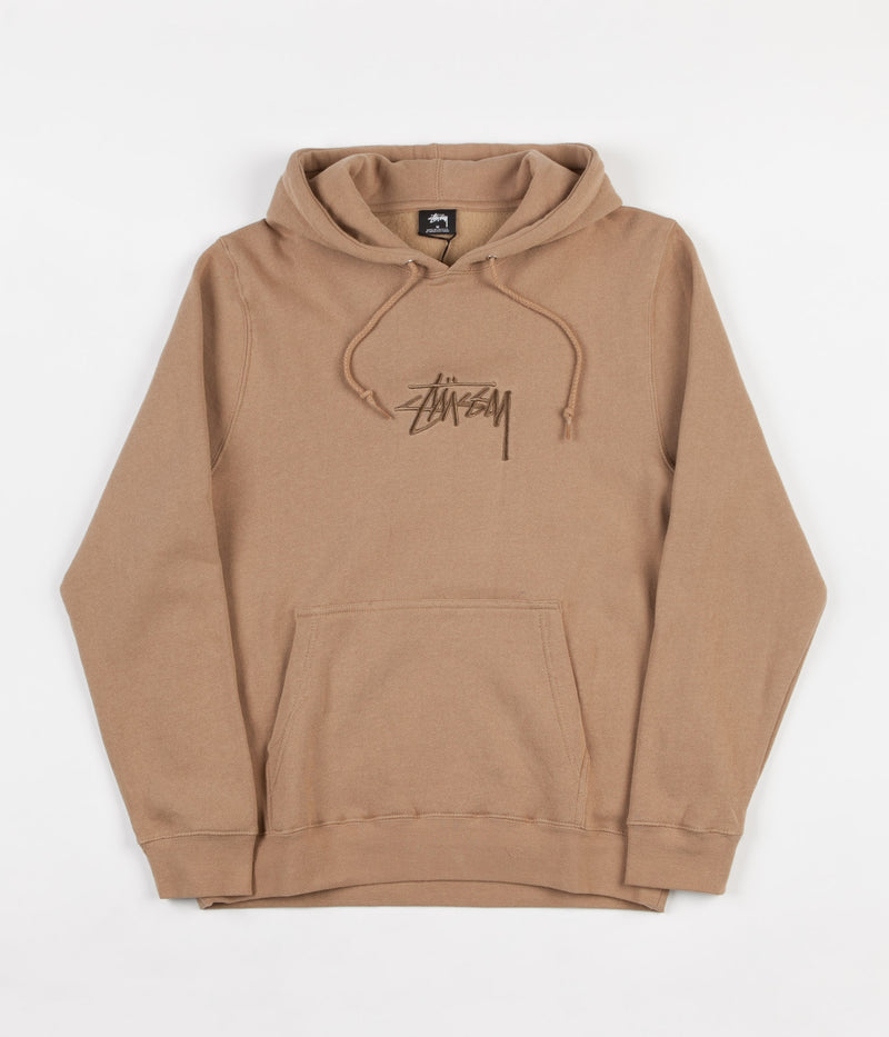 Stussy New Stock Applique Hooded Sweatshirt in Light Brown