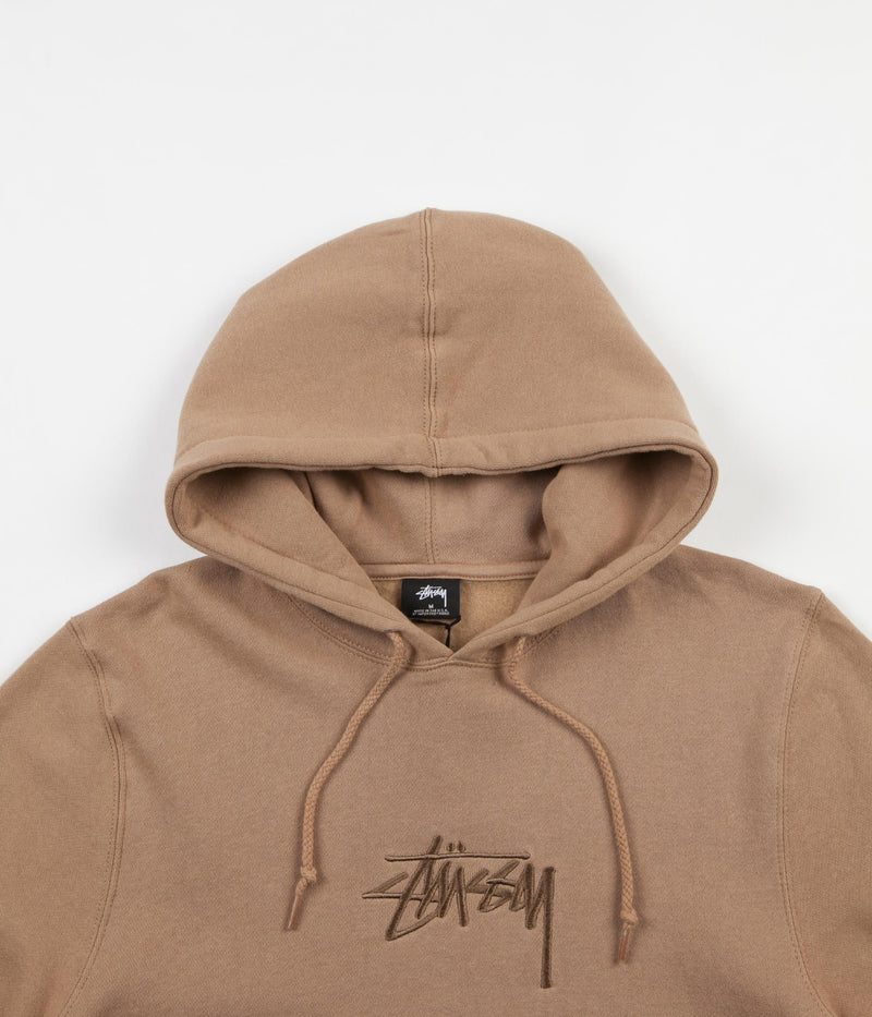 Stussy New Stock Applique Hooded Sweatshirt in Light Brown