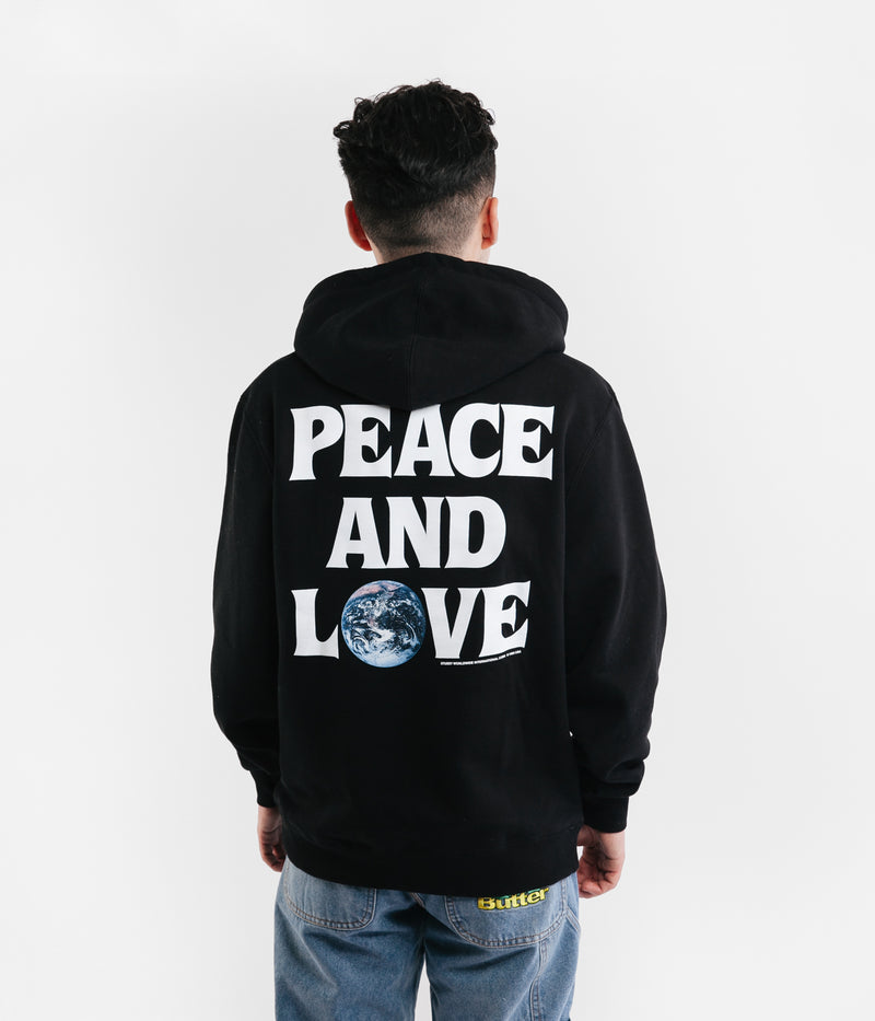Stussy Peace & Love Hoodie in Black
