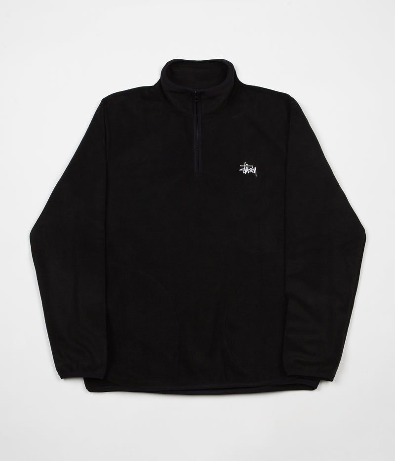 Stussy Polar Fleece Half Zip Sweatshirt in Black
