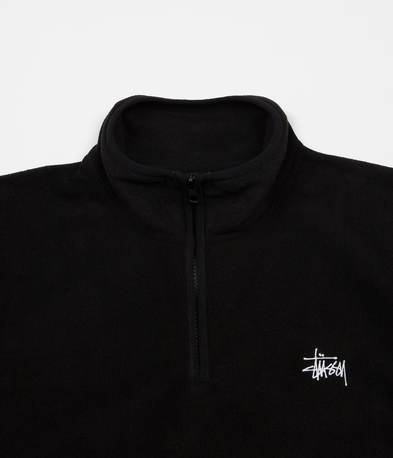 Stussy Polar Fleece Half Zip Sweatshirt in Black