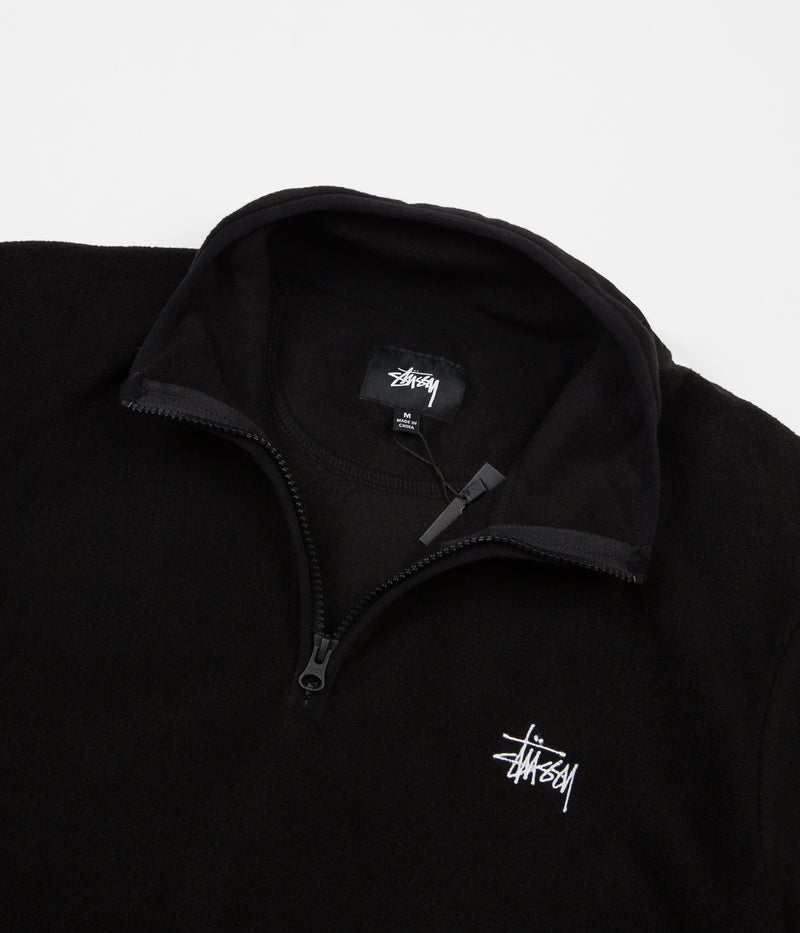 Stussy Polar Fleece Half Zip Sweatshirt in Black