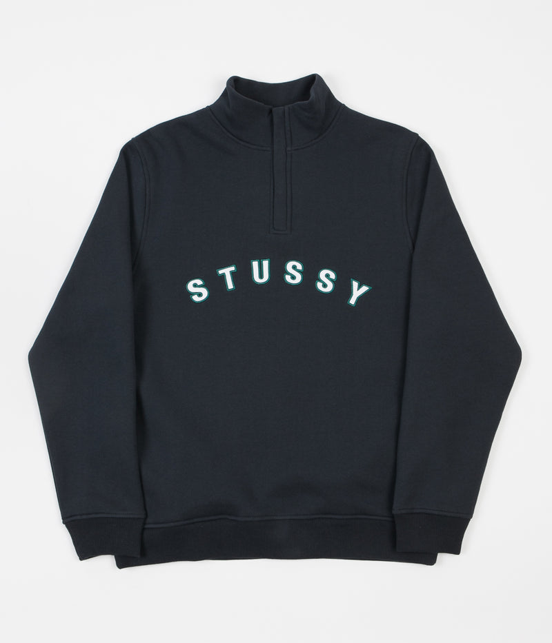 Stussy Quarter Zip Mock Neck Sweatshirt in Black