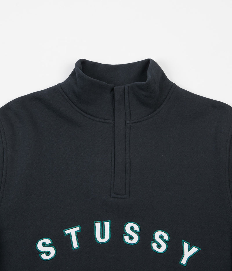 Stussy Quarter Zip Mock Neck Sweatshirt in Black