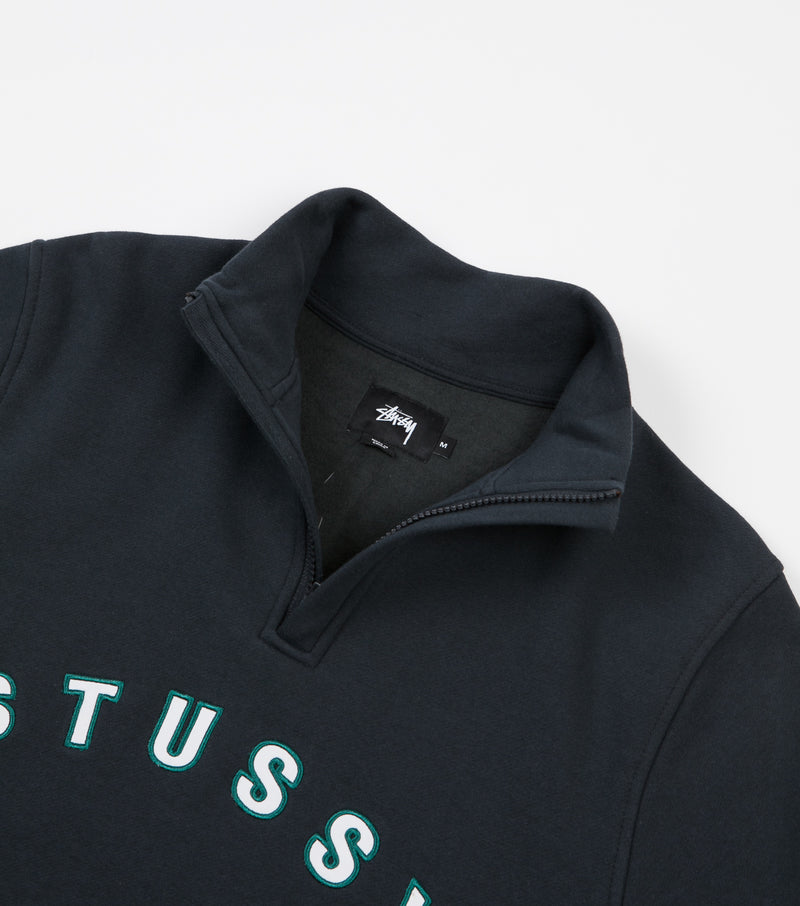 Stussy Quarter Zip Mock Neck Sweatshirt in Black
