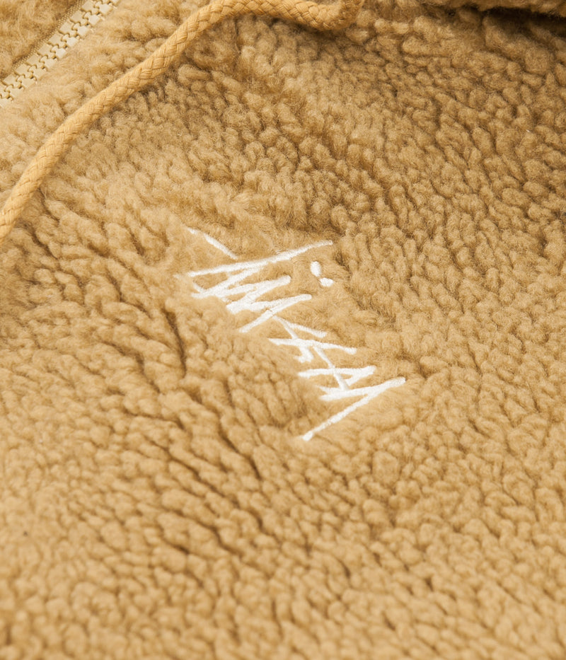 Stussy Sherpa Zip Hoodie in Brown