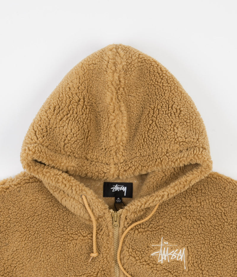 Stussy Sherpa Zip Hoodie in Brown