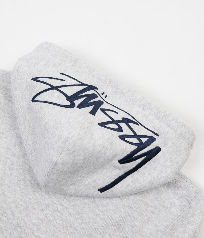 Stussy Smooth Stock Applique Hoodie in Grey Heather