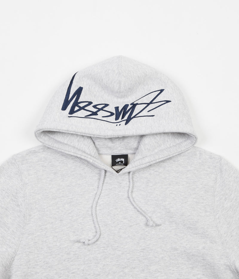 Stussy Smooth Stock Applique Hoodie in Grey Heather