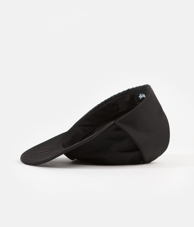 Stussy Stock Ear Flap Camp Cap in Black