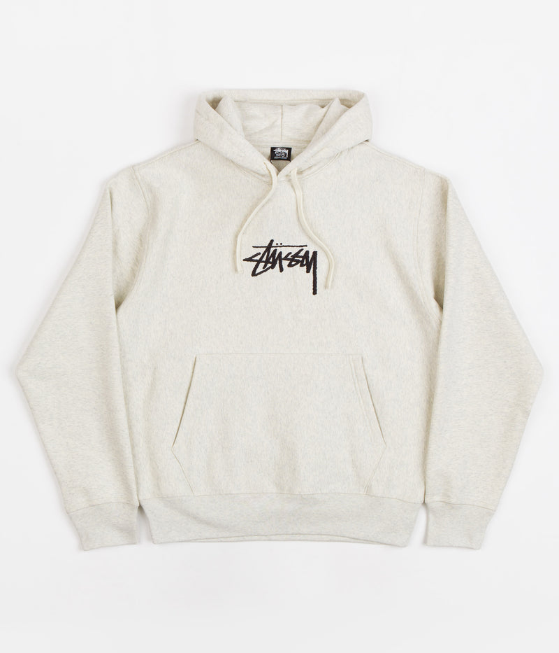 Stussy Stock Logo Applique Hoodie in Ash Heather